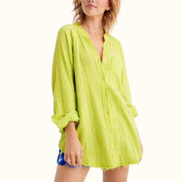 aerie Other - Aerie Pool to Party Cover Up Shirt Lime Slush